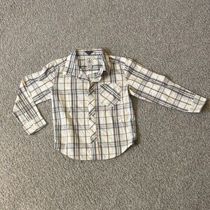 Volcom Kids Plaid Button-Down Shirt - Blue & Cream & Brown boys size 5